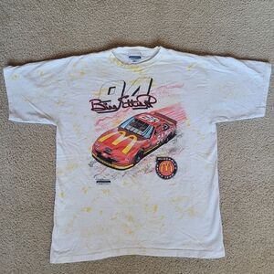Vintage 90s Bill Elliott McDonalds Racing AOP T Shirt XL Ford Motor‎ Company.
